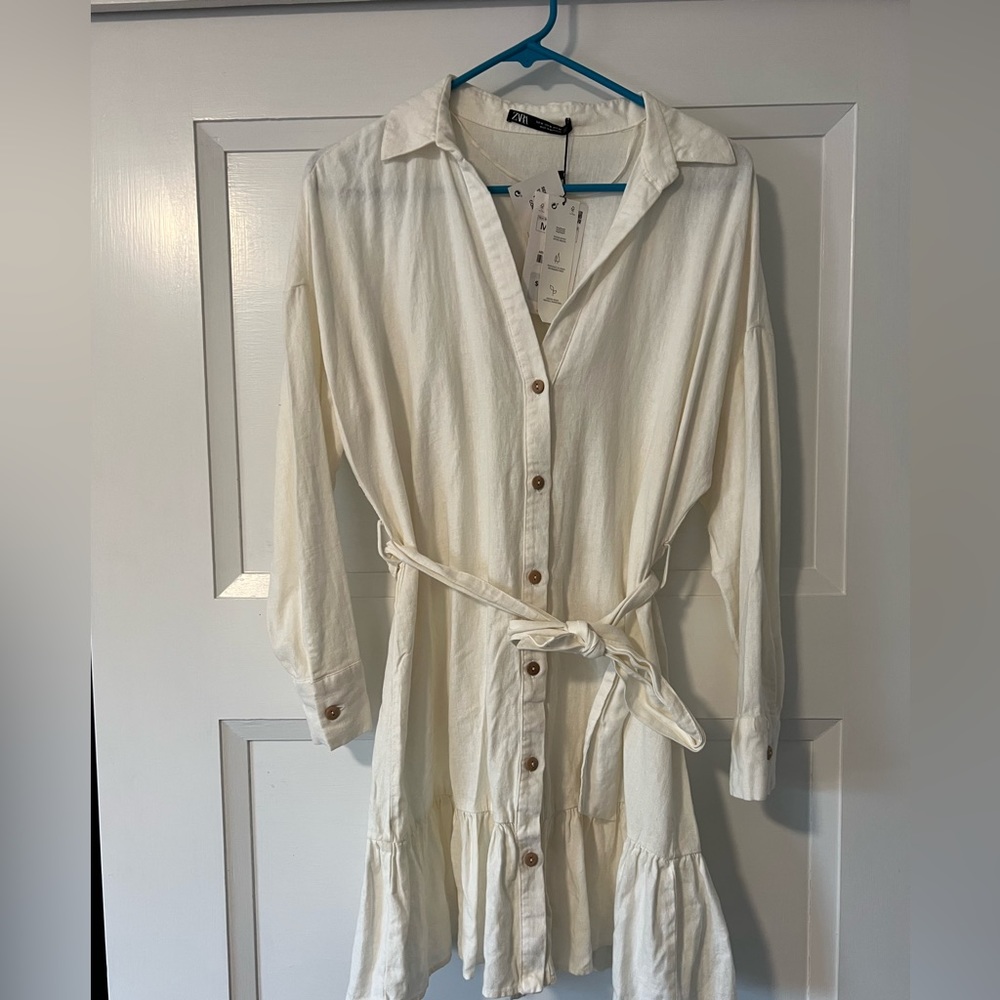 ZARA WHITE LINEN DRESS